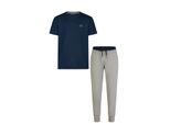 Phil & Co Essential heren pyjama set korte mouw donkerblauw/grijs
