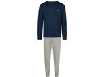 Phil & Co Essential heren pyjama set lang donkerblauw/grijs