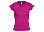 SOLS Dames/dames Maan V Hals T-Shirt met korte mouwen (Fuchsia)