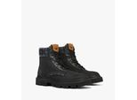 MCM Knöchelhohe Stiefel aus Nubukleder mit Monogramm-Print MEXFAMM02BK042