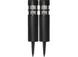 LED Solarleuchte "Solar-Wegleuchte Rundi", schwarz, B:7cm H:28cm L:7cm T:7cm Ø:7cm, PARFORCE TRADITIONAL HUNTING, Leuchten, 2er-Set, dekoratives Muster, Dämmerungssensor