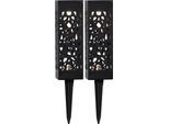 LED Solarleuchte "Solar Dekoration Izola", schwarz, B:6cm H:18cm L:6cm T:6cm Ø:6cm, PARFORCE TRADITIONAL HUNTING, Leuchten, 2er-Set, weißes Licht, Dämmerungssensor, Schalter