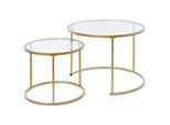 Livetastic , Klar, Goldfarben , Metall, Glas , rund , 73.4x50x73.4 cm , einfacher Aufbau , Kleinmöbel, Satztische