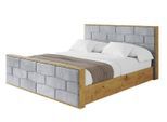 POLSTERBETT mit Bettkasten, Fußteil und Lattenrost, Boxbett mit Matratze H3/H4 - ENZO8-Z 140x200 Hellgrau
