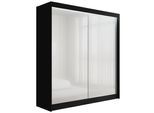KLEIDERSCHRANK PEKA mit LED - 200 cm - Schwarz|Weiß