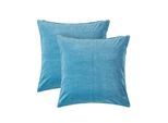 KISSENHÜLLEN 2er-Set Baumwollsamt blau 40/40 cm