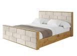 POLSTERBETT mit Bettkasten, Fußteil und Lattenrost, Boxbett mit Matratze H3/H4 - ENZO8-Z 200x200 Beige
