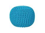 STRICK-POUF türkis, 40/40/35 cm