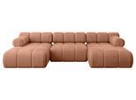 WOHNLANDSCHAFT modulares Sofa Tesso-U1 - 285x160x70 cm Apricot Velours