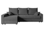 ECKSOFA mit Schlaffunktion und Bettkasten ALESIA-L 231x140x90 cm Grau Bouclé