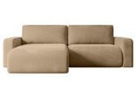 ECKSOFA mit Schlaffunktion und Bettkasten KLEEA-L - 247x143x83 cm Beige Velours