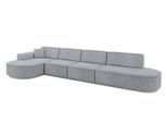ECKSOFA Ottomane Links MARI-L3-v3 - 413x171x83 cm Grau Velours