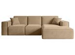 ECKSOFA Ottomane Rechts SERRA-L - 266x169x80 cm Beige Velours