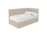 EINZELBETT Jugendbett mit Bettkasten Links, mit Matratze - LOVY 90x200 Dunkelbeige