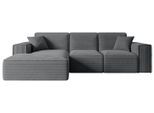ECKSOFA Ottomane Links SERRA-L - 266x169x80 cm Dunkelgrau Cord