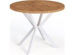 ESSTISCH Della runder ausziehbarer, Lancelot Eiche 120-200/120/76 cm