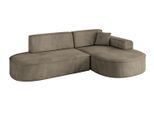 ECKSOFA Ottomane Rechts MARI-L1 - 243x171x79 cm Dunkelbraun Velours