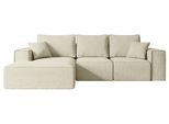 ECKSOFA mit Schlaffunktion und Bettkasten SERRA-L-S - 266x161x87 cm Beige Bouclé
