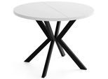 ESSTISCH Valeo runder ausziehbarer, Weiß 100-180/100/76 cm