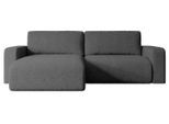 ECKSOFA mit Schlaffunktion und Bettkasten KLEEA-L - 247x143x83 cm Grau Bouclé