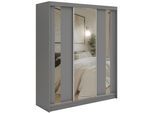 SCHWEBETÜRENSCHRANK mit Schubladen 180 - GRECJA - Grau mit Spiegel