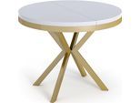 ESSTISCH Dina runder ausziehbarer, Weiß 100-180/100/76 cm