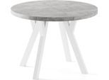 ESSTISCH Twixy XXL groß rund oval ausziehbar, Grauer Beton 100-250/100/76 cm