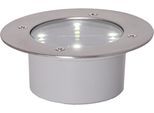 LED Solarleuchte "Solar-Spotlight Deckenleuchte", silber, B:12cm H:4,5cm L:12cm T:12cm Ø:12cm, PARFORCE TRADITIONAL HUNTING, Leuchten, flache Bauform für bodennahen Einbau, Dämmerungssensor