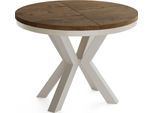 ESSTISCH Clara Grau-Beige runder ausziehbarer, Lefkas Eiche 120-200/120/76 cm