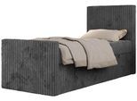 JUGENDBETT TILIO DUO 90/200 - Grau Cord - H4 - Rechts Seite