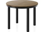 ESSTISCH Corin Schwarz runder ausziehbarer, Lefkas Eiche 100-176/100/76 cm