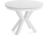 ESSTISCH Clara Weiß runder ausziehbarer, Weiß 100-180/100/76 cm