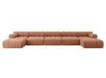 WOHNLANDSCHAFT modulares Sofa Tesso-U3 - 475x160x70 cm Apricot Velours
