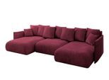 WOHNLANDSCHAFT mit Schlaffunktion und Bettkasten ONESK-U 317x177x72 Bordeauxrot Velours