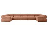 WOHNLANDSCHAFT modulares Sofa Birno-U3 - 475x190x70 cm Apricot Velours