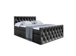 BOXSPRINGBETT AMAY-Z KING - 160x200 - H3/H4 - Schwarz Hochglanz