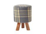 SITZHOCKER grau kariert, Dreibein 32/32/42 cm