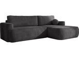 ECKSOFA Marion mit Schlaffunktion & Bettkasten in Chenille Graphit, Schwarz, Rechts 267/154/83 cm