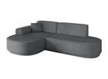 ECKSOFA Ottomane Links MARI-L1-v3 - 243x171x83 cm Dunkelgrau Cord
