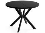 ESSTISCH Valeo runder ausziehbarer, Schwarz 100-180/100/76 cm