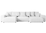 WOHNLANDSCHAFT mit Schlaffunktion ESKAR-U -364x176x84cm Weiß Bouclé