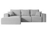 ECKSOFA mit Schlaffunktion und Bettkasten SERRA-L-S - 266x161x87 cm Hellgrau Bouclé