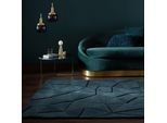 Teppich FLAIR RUGS "SHARD", blau, B:120cm H:10mm L:170cm, Wolle, Teppiche, Teppich, Hoch-Tief Effekt, Handgearbeitet