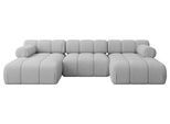 WOHNLANDSCHAFT modulares Sofa Tesso-U1 - 285x160x70 cm Hellgrau Bouclé