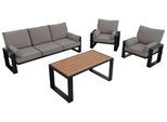 GARTENMÖBEL-SET ELBA: 1x Tisch, 1x Sofa, 2x Sessel - Grau
