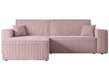 ECKSOFA mit Schlaffunktion und Bettkasten CELTIC-XL - 277x143x83 cm Rosa Cord