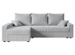 ECKSOFA mit Schlaffunktion und Bettkasten ALESIA-L 231x140x90 cm Grau Cord