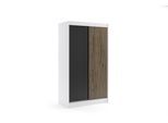KLEIDERSCHRANK VILAN mit Lamel - 120 cm - Weiß|Eiche Wotan