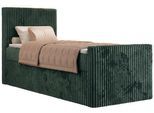 BOXBETT TILIANO DUO 90/200 - Dunkelgrün Cord - H3 - Topper Visco - Links Seite