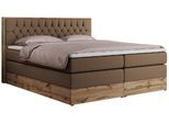 BOXSPRINGBETT AMORE KING 180/200 Braun Kunstleder - H4